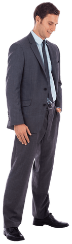 transparent businessman standing with hand in pocket smiling confidently - Download Free Stock Videos Pikwizard.com