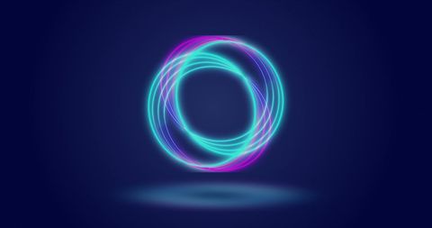 Dynamic neon circles on deep blue background