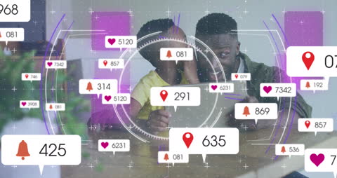 Digital Networking Animation with Media Icons Hovering a Smartphone User