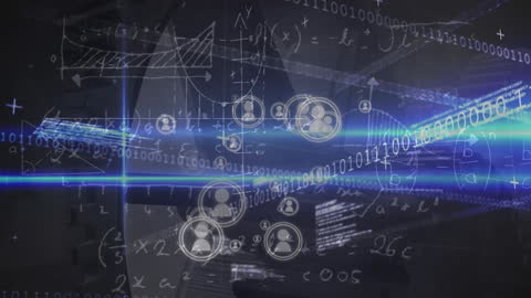 Digital Interface with Data Analysis and Connectivity Icons