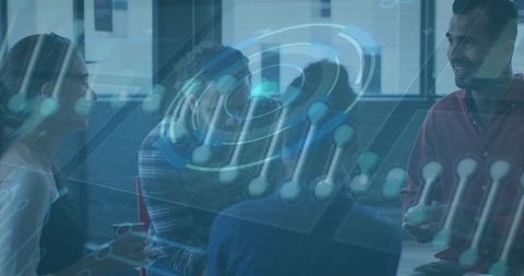 Collaborative Innovation with Futuristic Data Interface Overlay