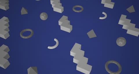 3D Geometric Patterns on Vibrant Blue Background