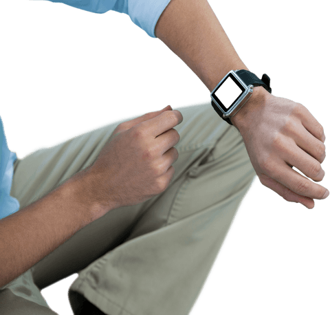 Transparent View of Man Engaging with Smartwatch on Wrist - Download Free Stock Videos Pikwizard.com