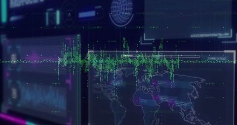 Futuristic Data Visualization Dashboard with Global Map and Analytics