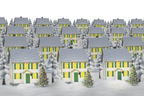 winter cottages illustration with snowy landscape transparent background - Download Free Stock Videos Pikwizard.com
