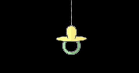 Simple Pastel Pacifier Hanging on Black Background