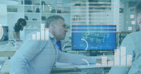 Financial Data Projections in Modern Office Environment - Download Free Stock Images Pikwizard.com