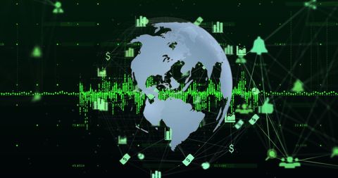 Global Business Digital Interface with Media Icons and Globe - Download Free Stock Images Pikwizard.com