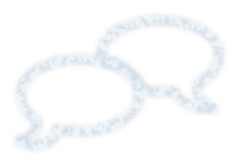 Transparent cloud speech bubbles on clear background