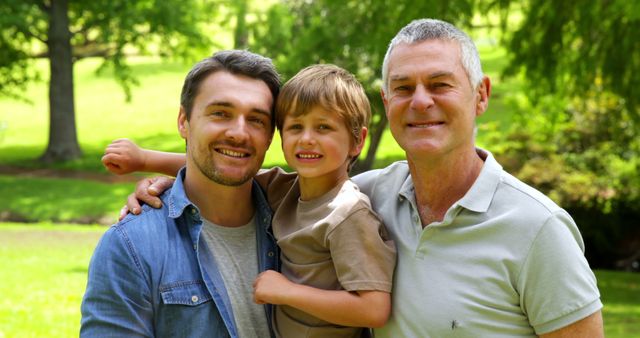 Three Generations of Happy Men Bonding Outdoors - Download Free Stock Images Pikwizard.com