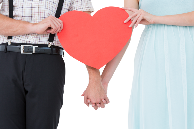 Transparent Photo of Couple Holding Hands with Red Heart Card - Download Free Stock Videos Pikwizard.com