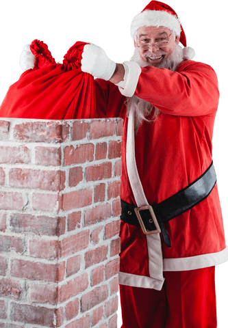 transparent santa claus putting sack into chimney festive scene - Download Free Stock Videos Pikwizard.com
