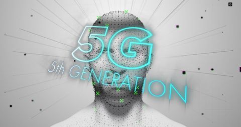 Digital Interface with Flickering 5G Technology Text Over Human Silhouette - Download Free Stock Images Pikwizard.com