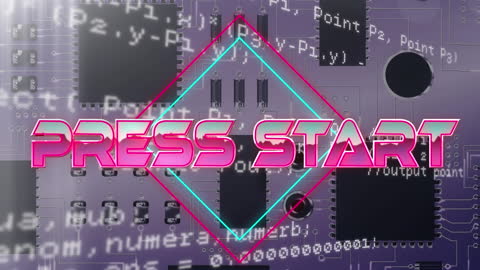 Cyberpunk Game Start Screen with Futuristic Graphics