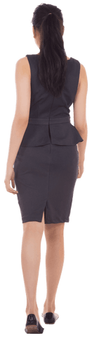 Back View of Asian Businesswoman Walking on Transparent Background