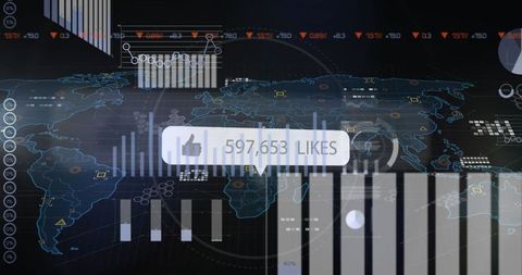Interactive Data Dashboard with World Map and User Engagement Stats - Download Free Stock Images Pikwizard.com