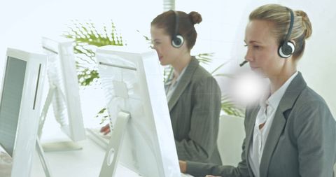 Diverse customer support team with network connections