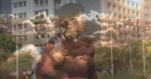 Dreamlike vision of ambitious african american professional