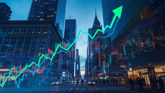 Business Growth Trends with Busy City Background