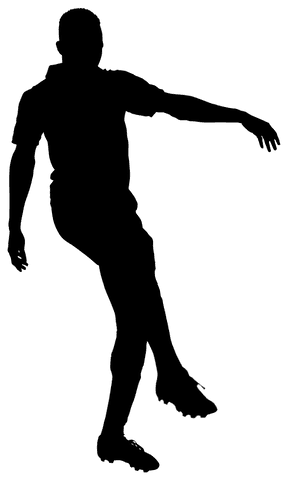 Transparent Silhouette of Male Football Player Jumping Dynamically
