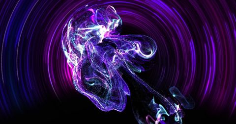 Digital Abstract Spiral with Neon Blue and Purple Pulses - Download Free Stock Images Pikwizard.com
