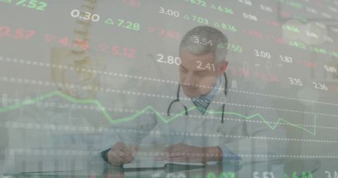 Doctor Analyzing Medical Data with Stock Market Chart - Download Free Stock Images Pikwizard.com