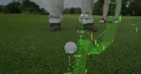 Golf Putt with Overlaid Data Charts Illustrating Sport Analytics