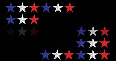 Patriotic Stars in Red, White and Blue on Black Background