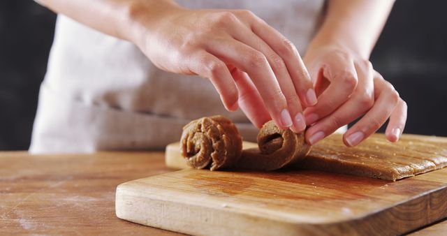 Person Rolling Biscuit Dough on Wooden Cutting Board - Download Free Stock Images Pikwizard.com