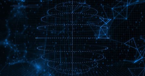 Futuristic Digital Grid with Glowing Spiral and Geometric Shapes - Download Free Stock Images Pikwizard.com