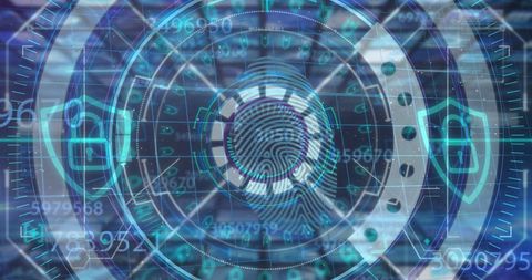 Futuristic Fingerprint Scanning Interface with Cybersecurity Elements - Download Free Stock Images Pikwizard.com