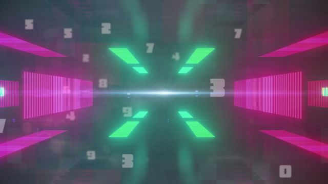 The video shows a vibrant animation featuring neon lights and numbers moving rapidly, suggesting a technological or digital theme. Perfect for use in presentations or projects related to technology, cyberspace, future innovations, digital advancements, sci-fi narratives, and visual effects design. This dynamic and glowing effect can also be used as a background or visual element in creative tech media, gaming, or as part of an opening sequence.