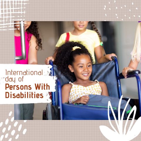 international day of persons with disabilities: children supporting peer in wheelchair - Download Free Stock Templates Pikwizard.com