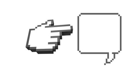pixel hand pointing speech bubble digital messaging - Download Free Stock Images Pikwizard.com
