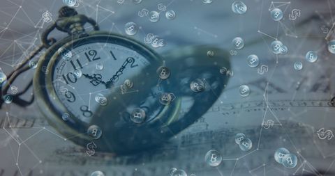 Bitcoin and Pocket Watch Over Dollar Background Cryptocurrency Concept - Download Free Stock Images Pikwizard.com