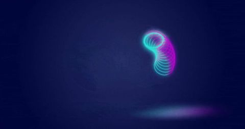 Colorful neon spiral circles on dark background art design