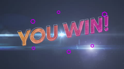 Vibrant 'You Win' Text with Abstract Light Effects