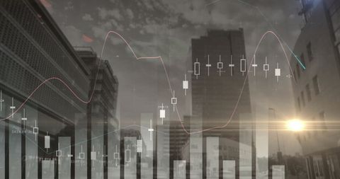 Modern Cityscape with Financial Data Overlay and Graphs - Download Free Stock Images Pikwizard.com