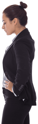 Sad Hispanic Businesswoman Standing Transparent Background