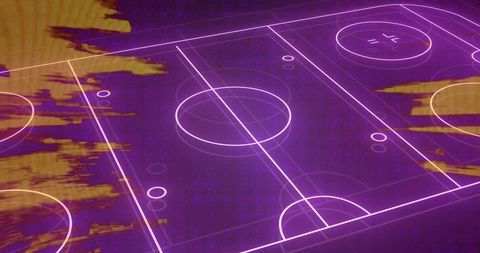 Neon Sports Field Diagram in Futuristic Digital Grid