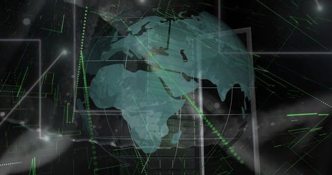 Futuristic Globe in Data Center with Connectivity Concepts