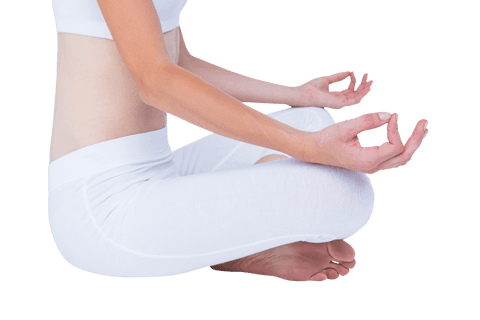 Caucasian Woman Practicing Yoga in Lotus Pose on Transparent Background
