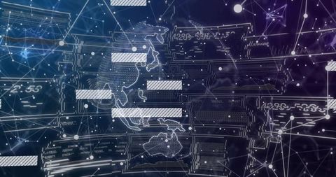 Asia-Pacific Wireframe Map with Digital Network Interface