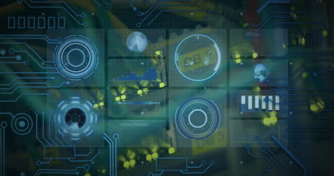 Futuristic Digital Interface with Molecular Animation Over Server