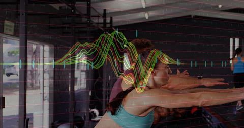 High-Tech Workout Session with Synchronization and Digital Overlay