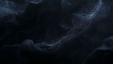 Dark Cosmic Ribbon of Sparkling Particles Flowing Through Nebular Waves