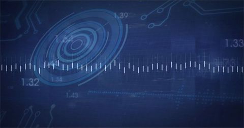 Futuristic Interface with Rotating Circular Graphic and Data