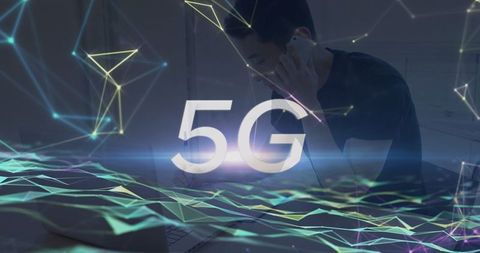 Man using smartphone with 5g connectivity concept