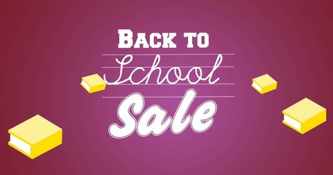 Back to School Sale Banner with Book Icons and Purple Background