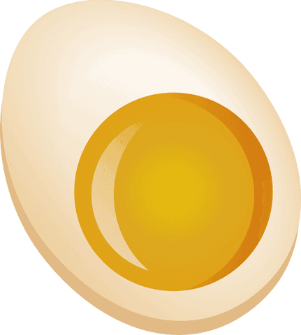 Realistic transparent half egg illustration with glossy yolk